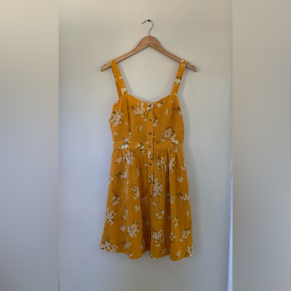 Madewell Mustard Floral Midi Dress